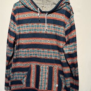 Men's Striped Hoodie in Blue and Orange